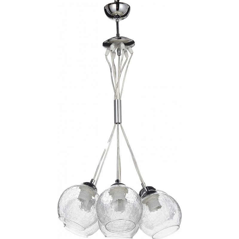 397,95 € Free Shipping | Hanging lamp 60W 90×50 cm. 7 spotlights Crystal, metal casting and glass. Plated chrome Color