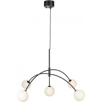 Lámpara de araña 28W 120×120 cm. 5 puntos de luz halógena Salón, comedor y dormitorio. Estilo moderno. Metal. Color blanco