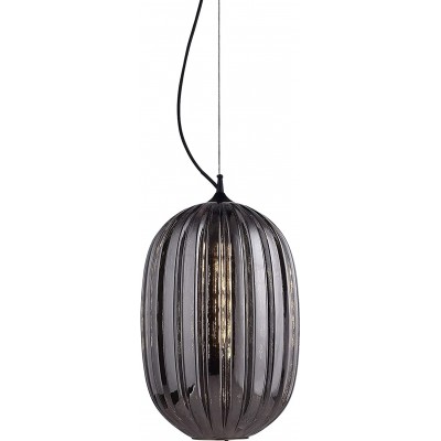 Hanging lamp 4W 3000K Warm light. Spherical Shape Ø 32 cm. Living room, dining room and lobby. Crystal and Metal casting. Black Color
