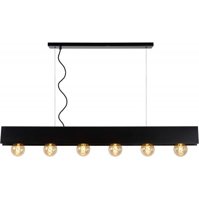 Hanging lamp 360W Extended Shape 134×130 cm. 6 light points Living room, dining room and bedroom. Industrial Style. Steel. Black Color