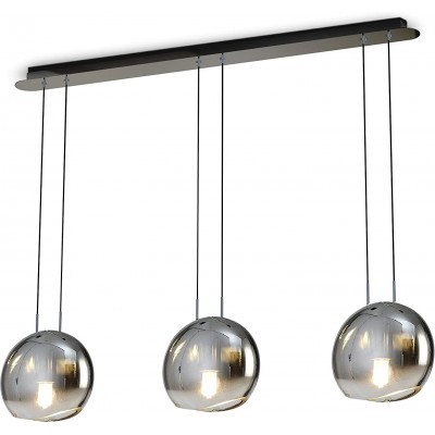 517,95 € Free Shipping | Hanging lamp 40W Spherical Shape 180×111 cm. 3 points of light. adjustable height Living room, dining room and bedroom. Modern Style. Crystal and Metal casting. Plated chrome Color