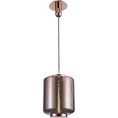 335,95 € Free Shipping | Hanging lamp 40W Cylindrical Shape Ø 30 cm. Living room, bedroom and lobby. Modern Style. Crystal and Metal casting. Copper Color