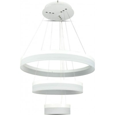 Hanging lamp 80W Round Shape 80×60 cm. Triple Ring Dimmable LED Dining room, bedroom and lobby. Metal casting. White Color