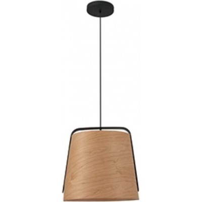 Lámpara colgante 20W Forma Cónica 52×50 cm. Salón, comedor y vestíbulo. Acero y Madera. Color marrón