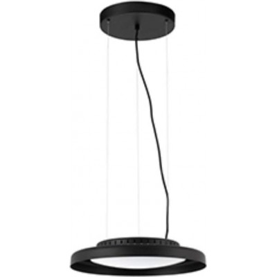 221,95 € Free Shipping | Hanging lamp 4W 3000K Warm light. Round Shape 40×40 cm. LED Living room, dining room and bedroom. Modern and cool Style. Aluminum and Polycarbonate. Black Color