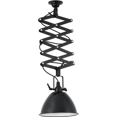 Lámpara colgante 15W Forma Cónica 116×116 cm. Cable extensible Salón, comedor y dormitorio. Estilo retro. Metal. Color negro