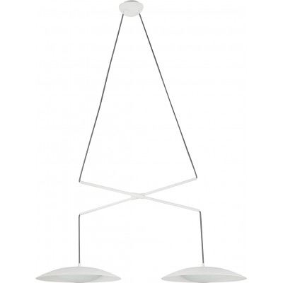 378,95 € Free Shipping | Hanging lamp 20W 3000K Warm light. Round Shape 150×145 cm. Extendable led Living room, dining room and bedroom. Modern Style. Metal casting and Glass. White Color
