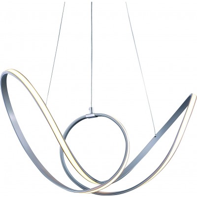 Hanging lamp 48W 3000K Warm light. Round Shape 100×40 cm. LED Dining room, bedroom and lobby. Modern Style. Aluminum. Silver Color