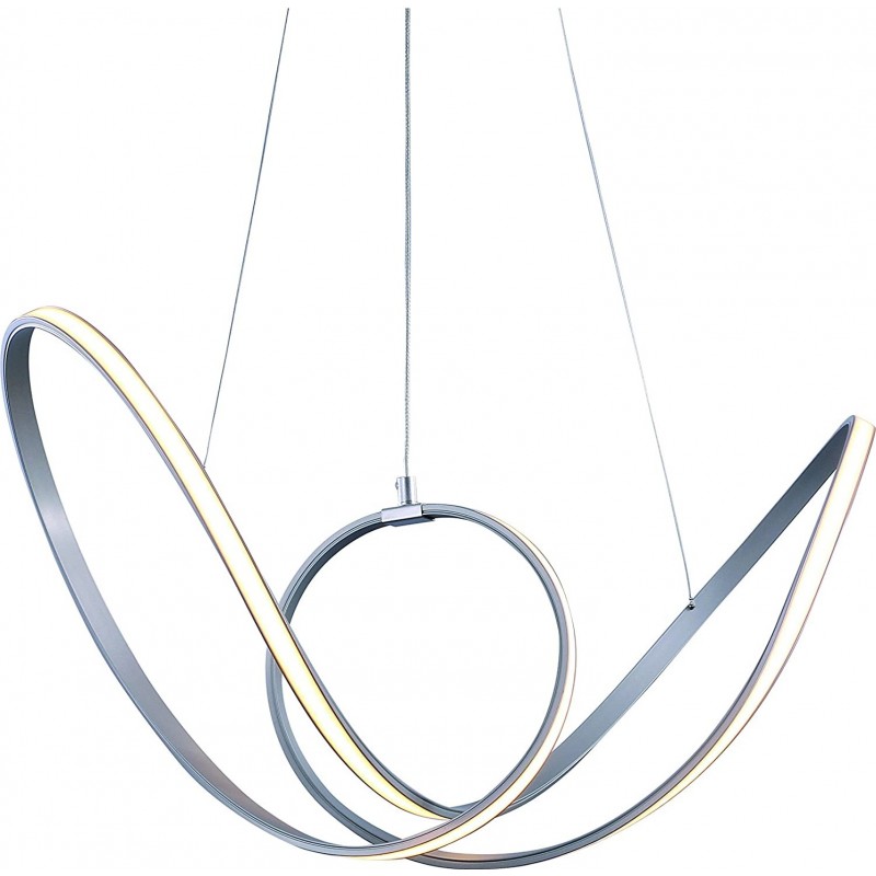 349,95 € Free Shipping | Hanging lamp 48W 3000K Warm light. Round Shape 100×40 cm. LED Dining room, bedroom and lobby. Modern Style. Aluminum. Silver Color