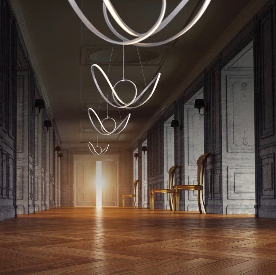 333,95 € Envio grátis | Lâmpada pendurada 48W 3000K Luz quente. 100×40 cm. LED Alumínio. Cor prata