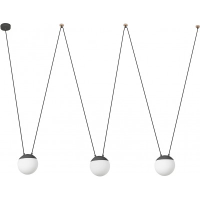 吊灯 20W 球形 形状 19 cm. 3点光 客厅, 饭厅 和 卧室. 金属 和 玻璃. 灰色的 颜色