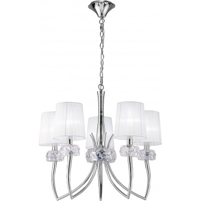 609,95 € Free Shipping | Chandelier 20W Cylindrical Shape 200×66 cm. 5 spotlights Dining room, bedroom and lobby. Classic Style. Steel and Crystal. Plated chrome Color