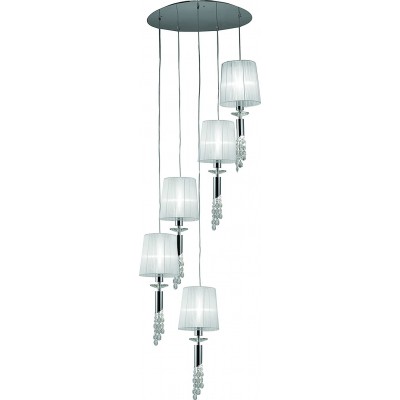 Подвесной светильник Цилиндрический Форма 200×60 cm. 5 прожекторов Столовая, спальная комната и лобби. Классический Стиль. Кристалл и Металл. Покрытый хром Цвет