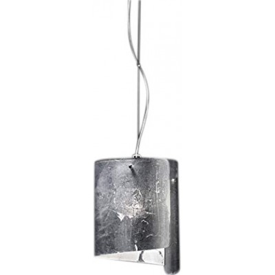 333,95 € Free Shipping | Hanging lamp 70W Cylindrical Shape 41×36 cm. Dining room, bedroom and lobby. Modern Style. Metal casting and Glass. Silver Color