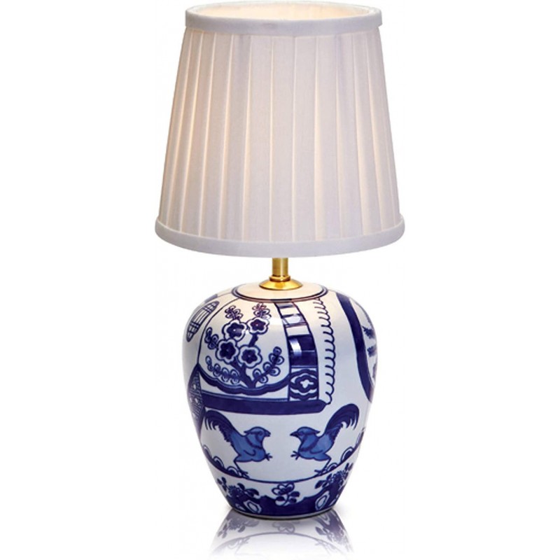 149,95 € Free Shipping | Table lamp 40W Cylindrical Shape Living room, dining room and bedroom. Classic Style. Ceramic. Blue Color