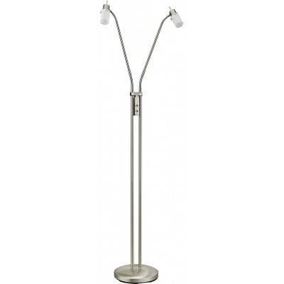 Lámpara de pie 8W Forma Alargada 158×94 cm. 2 puntos de luz LED Comedor, dormitorio y vestíbulo. Estilo clásico. Acero. Color gris