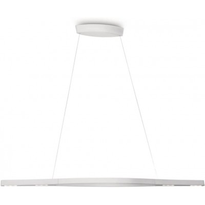271,95 € Free Shipping | Hanging lamp Philips 7W 2700K Very warm light. Extended Shape 116×13 cm. LED Living room. Modern Style. Aluminum. White Color