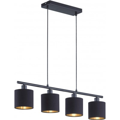 91,95 € Free Shipping | Hanging lamp Reality 28W Cylindrical Shape 150×75 cm. 4 spotlights Living room, dining room and bedroom. Modern Style. Metal casting and Textile. Black Color