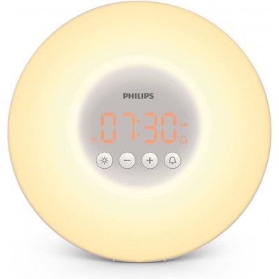 94,95 € Free Shipping | Table lamp Philips 5W 18×18 cm. LED alarm clock. Simulation of sunrise and sunset Pmma. Yellow Color