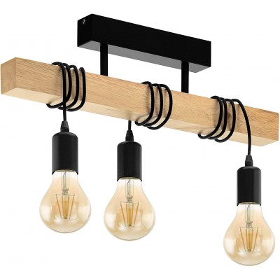 106,95 € Kostenloser Versand | Deckenlampe Eglo 60W 55×27 cm. 3 Lichtpunkte. verstellbare Höhe Stahl, kristall und metall. Schwarz Farbe