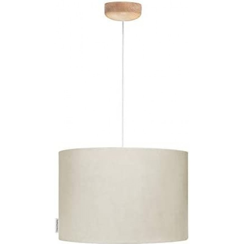 95,95 € Free Shipping | Hanging lamp 60W Cylindrical Shape 35×35 cm. Living room, dining room and bedroom. Wood, Textile and Polycarbonate. Beige Color