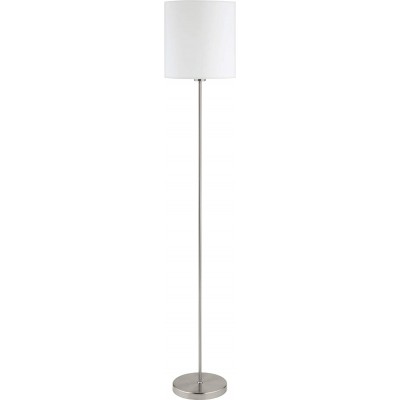 Floor lamp Eglo 60W Cylindrical Shape 158×28 cm. Foot switch Dining room, bedroom and lobby. Modern Style. Steel, Textile and Nickel Metal. Nickel Color