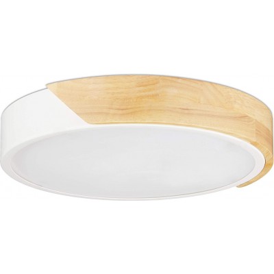 Indoor ceiling light Round Shape Ø 30 cm. LED Hall. Modern Style. Acrylic, Metal casting and Wood. White Color