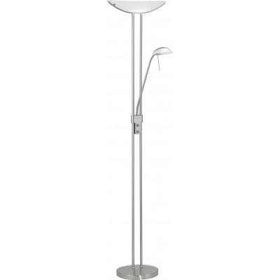 129,95 € Free Shipping | Floor lamp Eglo 263W 2900K Warm light. Extended Shape 180×44 cm. Additional reading light Living room, dining room and bedroom. Classic Style. Steel and Glass. Nickel Color
