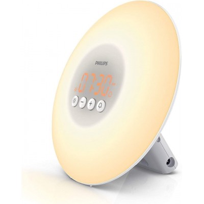 89,95 € Free Shipping | Table lamp Philips 8W Round Shape 18×18 cm. Light alarm clock. dimmable LED Living room, dining room and bedroom. PMMA. White Color