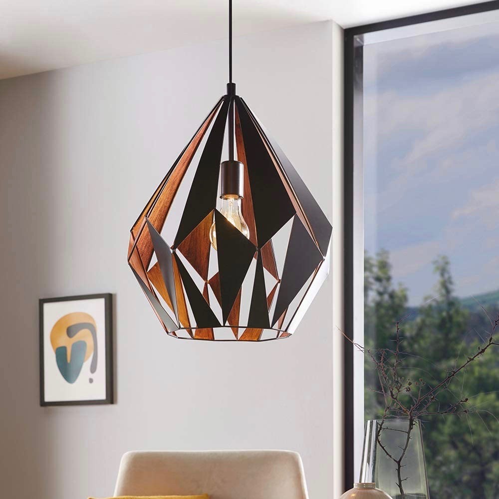 119,95 € Kostenloser Versand | Hängelampe Eglo 60W Ø 38 cm. Stahl. Schwarz Farbe