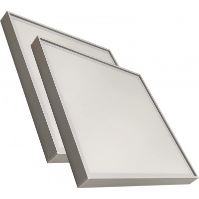 2 Einheiten Box LED-Panel 40W 4500K Neutrales Licht. Quadratische Gestalten 60×60 cm. Treiber enthalten Wohnzimmer, esszimmer und empfangshalle. Metall. Weiß Farbe