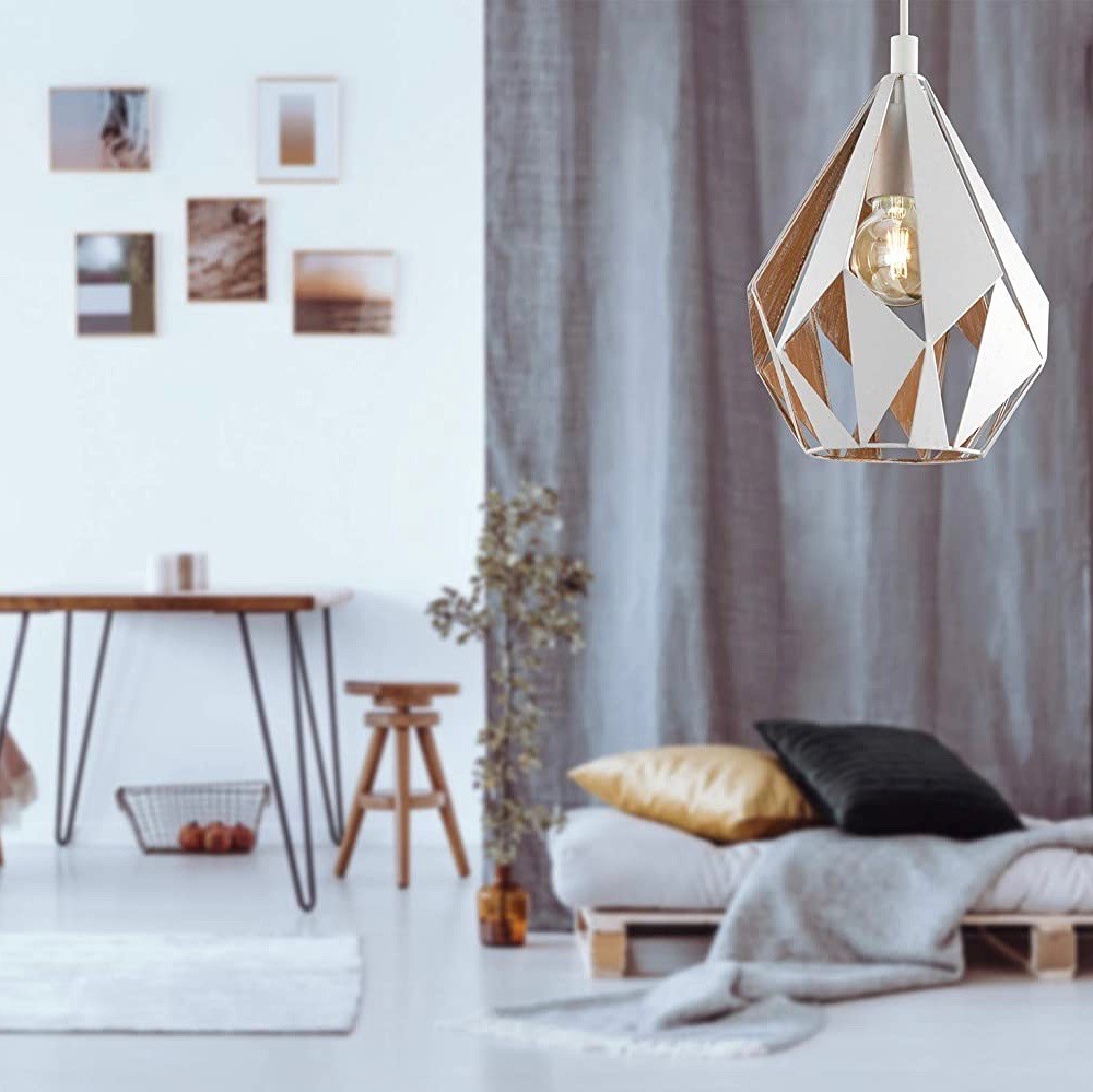 73,95 € Free Shipping | Hanging lamp Eglo 60W Ø 31 cm. Steel. White Color