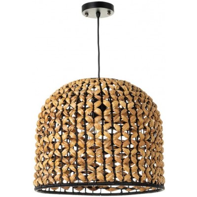 吊灯 60W 圆柱型 形状 Ø 36 cm. 天然纤维编织物 客厅, 饭厅 和 卧室. 金属 和 纺织品. 棕色的 颜色