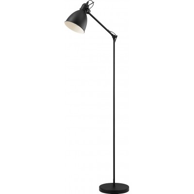 Luminária de piso Eglo 40W 137×23 cm. Interruptor de pé Aço e pmma. Cor preto