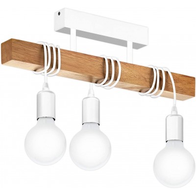 93,95 € Free Shipping | Ceiling lamp Eglo 60W 55×27 cm. Triple adjustable focus Steel, aluminum and wood. White Color