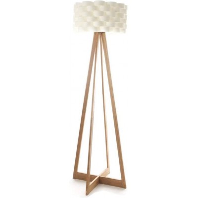 79,95 € Free Shipping | Floor lamp Cylindrical Shape 150×50 cm. Placed on tripod Living room, dining room and bedroom. Classic Style. Wood and Paper. Brown Color