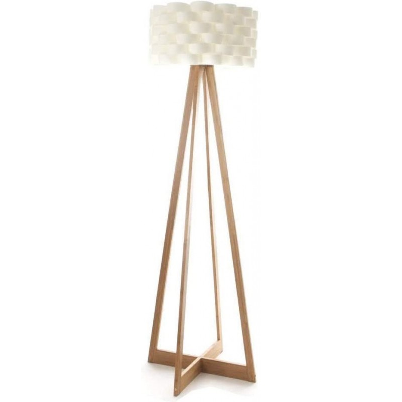 76,95 € Spedizione Gratuita | Lampada da pavimento 150×50 cm. Posto su treppiede Legna e carta. Colore marrone