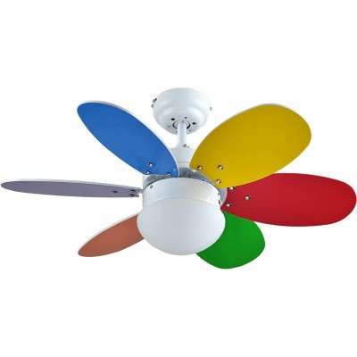 127,95 € Free Shipping | Ceiling fan with light 60W Ø 75 cm. 6 vanes-blades. Remote control. LED lighting Living room, dining room and bedroom
