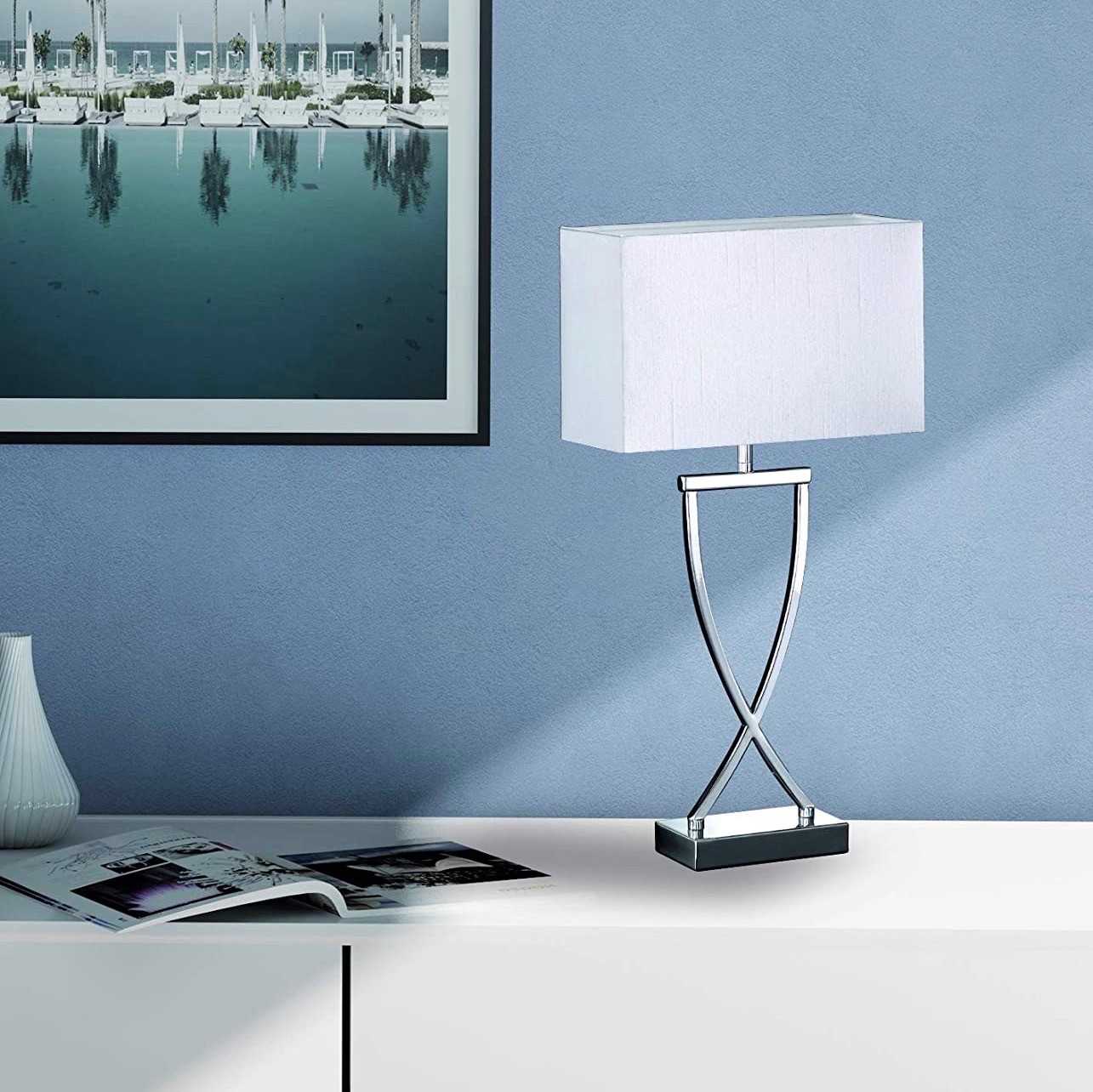 124,95 € Kostenloser Versand | Tischlampe 46W 51 cm. Metall. Weiß Farbe