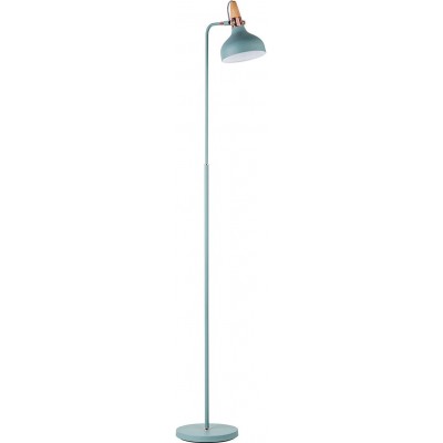 Lámpara de pie 20W Forma Redonda 158×40 cm. Salón, comedor y dormitorio. Estilo nórdico. Metal, Madera y Textil. Color verde