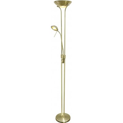 Lampadaire 18W 3000K Lumière chaude. 180×30 cm. LED dimmables Bras flexible auxiliaire pour la lecture Salle, chambre et hall. Cuir et Métal. Couleur dorée