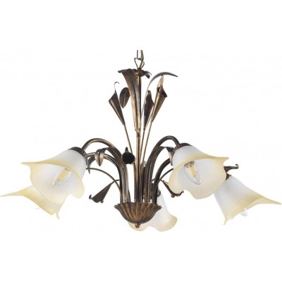 Deckenlampe 47×46 cm. 5 Lichtpunkte Wohnzimmer, esszimmer und empfangshalle. Klassisch Stil. Metall und Glas. Braun Farbe