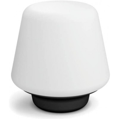 Lâmpada de mesa Philips 10W 19×19 cm. LED. Alexa e Google Home Madeira e vidro. Cor branco