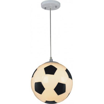 Lampada a sospensione Forma Sferica 80×30 cm. Disegno del pallone da calcio Camera da letto. Stile moderno. Cristallo e Metallo. Colore bianca