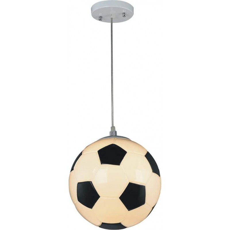79,95 € Envio grátis | Lâmpada pendurada Forma Esférica 80×30 cm. Desenho de bola de futebol Quarto. Estilo moderno. Cristal e Metais. Cor branco