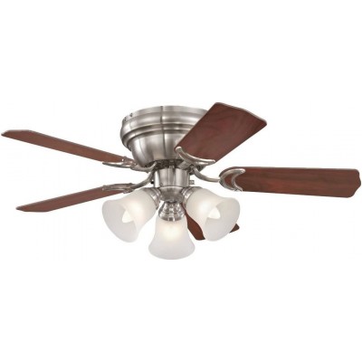 131,95 € Free Shipping | Ceiling fan with light 60W 90×90 cm. 5 vanes-blades. 3 points of light Living room, dining room and lobby. Classic Style. Metal casting. Brown Color