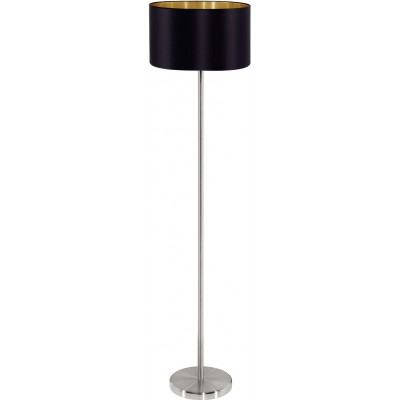 落地灯 Eglo 60W 圆柱型 形状 151×38 cm. 客厅, 饭厅 和 卧室. 现代的 风格. 钢, 纺织品 和 镀镍金属. 黑色的 颜色
