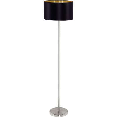 Stehlampe Eglo 60W 151×38 cm. Stahl, textil und vernickeltes metall. Schwarz Farbe