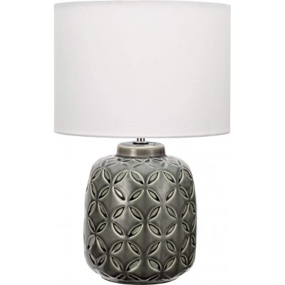 Lampada da tavolo 40W Forma Cilindrica 40×25 cm. Sala da pranzo, camera da letto e atrio. Stile moderno. Ceramica e Tessile. Colore bianca