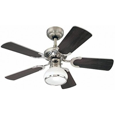 107,95 € Free Shipping | Ceiling fan with light 60W 90×90 cm. 5 reversible blades-blades Living room, dining room and lobby. Modern Style. Metal casting. Brown Color